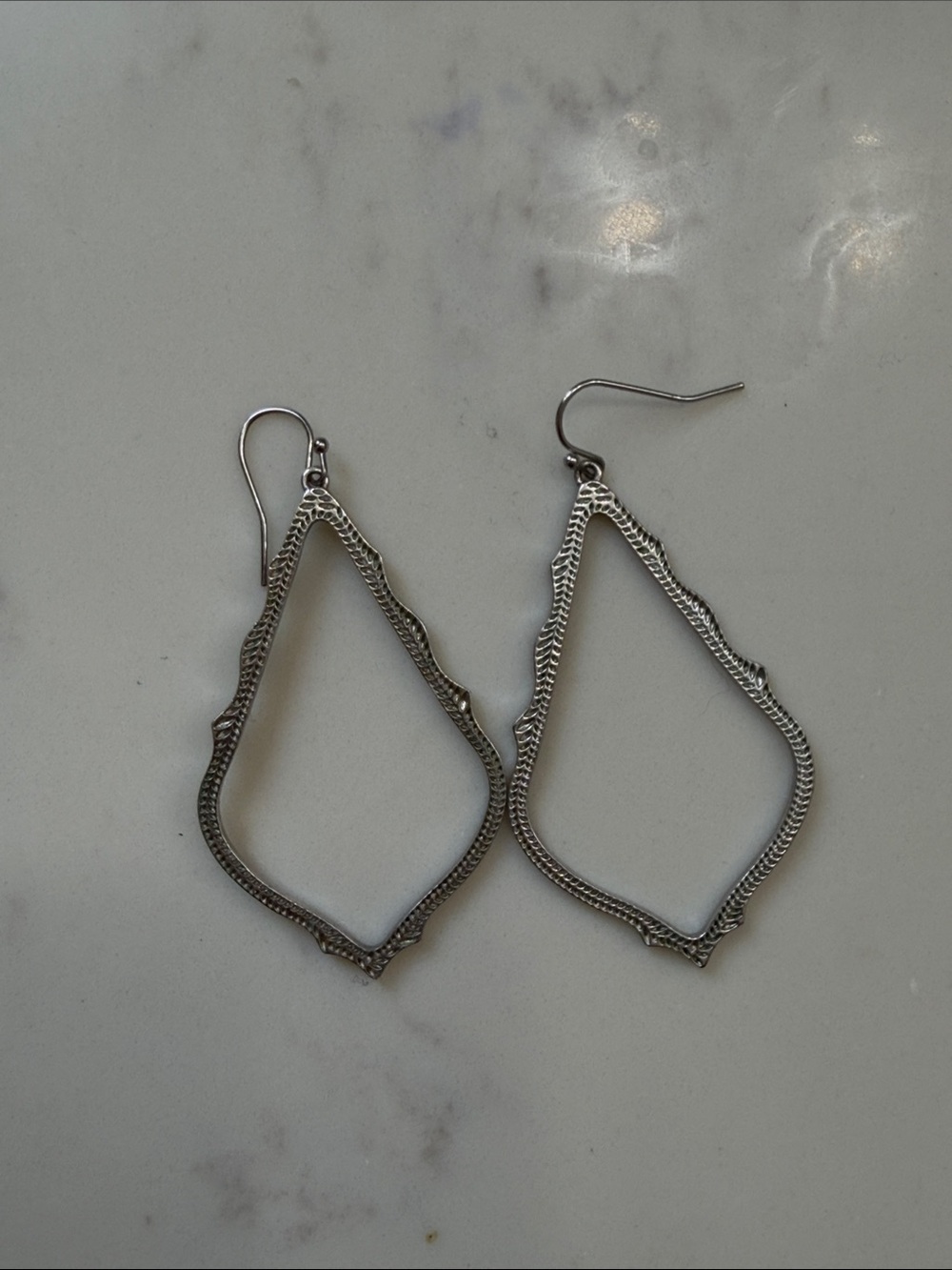 Kendra Scott Silver Textured Open Teardrop Earrings